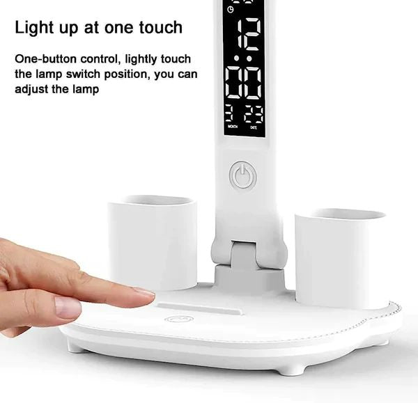 LED Desk Lamp with Fan and Clock - Foldable Multifunction Table Lamp with Pen Holder for Bedroom and Home Office - Oshi.pk - Buy & Sell Online