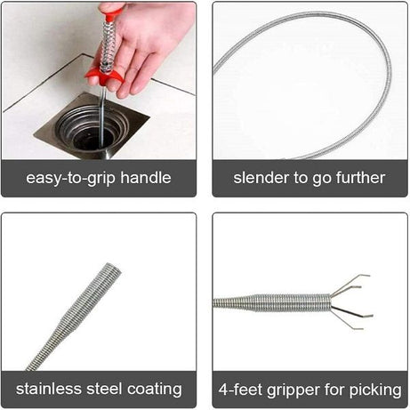 Multifunctional 90cm Hair Drain Clog Remover Sink Dredge Drain Cleaning Tool - Oshi.pk - Buy & Sell Online