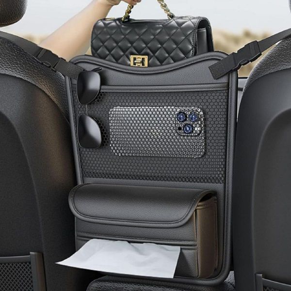 Multifunctional Seat Back Car Tissue Box Leather Car Seat Organizer Bag - Oshi.pk - Buy & Sell Online