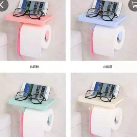 Multifunctional Shelf Toilet Paper Roll Holder Tissue Paper Phone Holder