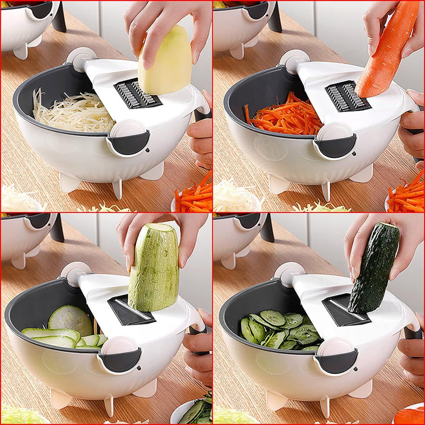 Multifunctional Vegetable Cutting Artifact - Household Choppers Veggie Fruit Shredder Grater Large Capacity Drainer Draining Basket - Rotate Kitchen C - Oshi.pk - Buy & Sell Online