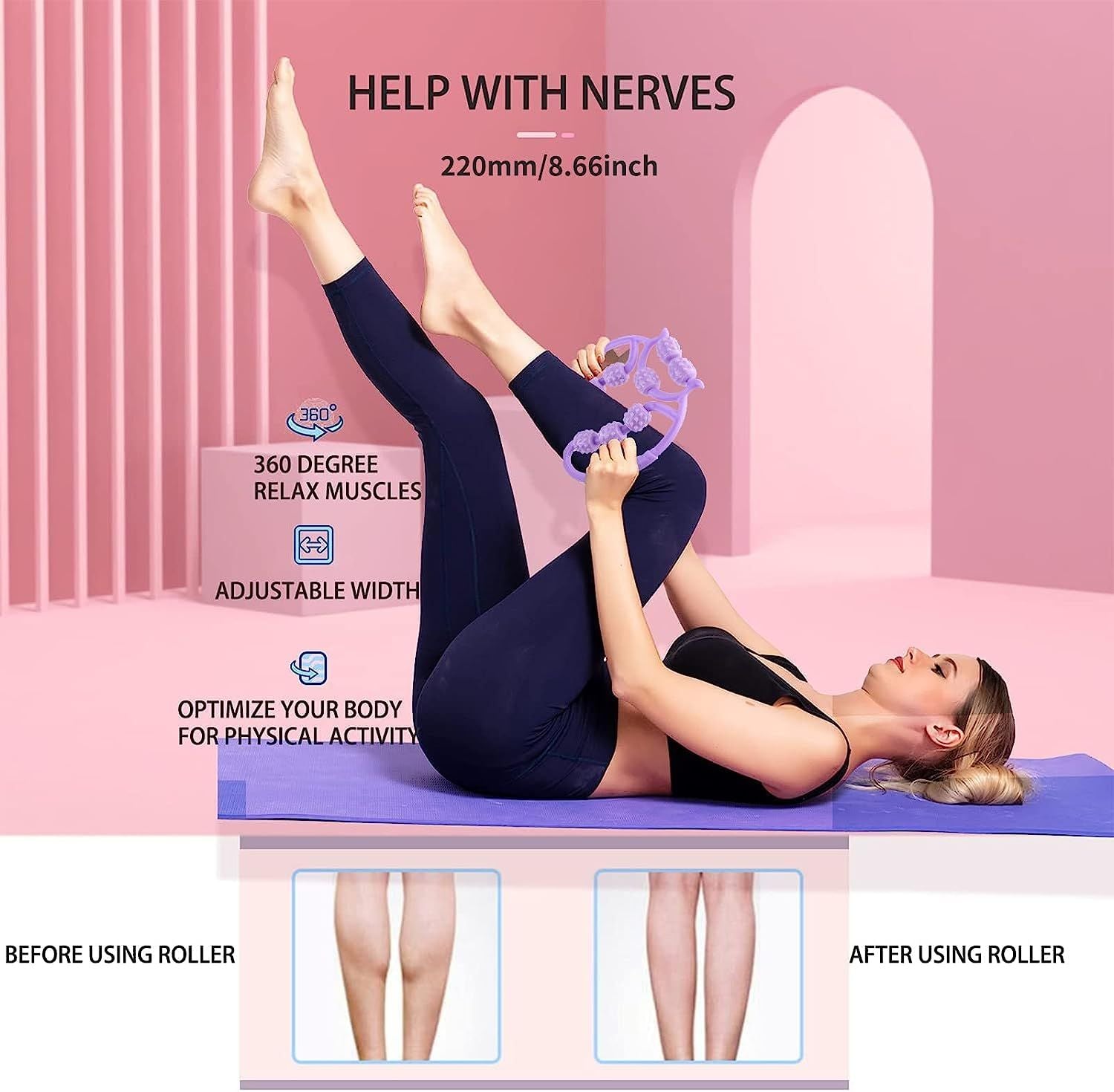 Muscle Roller Massage Roller Fascia Roller for Relieving Muscle Soreness of Thigh, Calf, Arms, and Shoulders. Reducing Cellulite and Deep Tissues - Oshi.pk - Buy & Sell Online