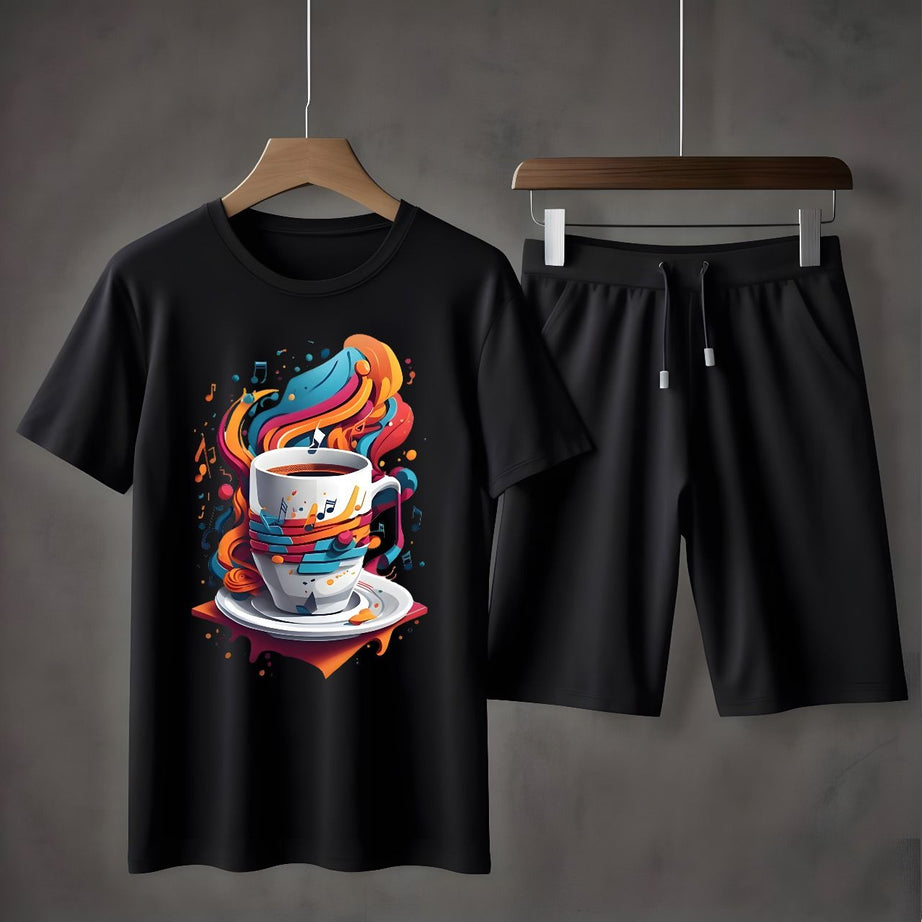 Music Tea Printed T-shirt And Shorts Summer Track Suit For Men - Oshi.pk - Buy & Sell Online