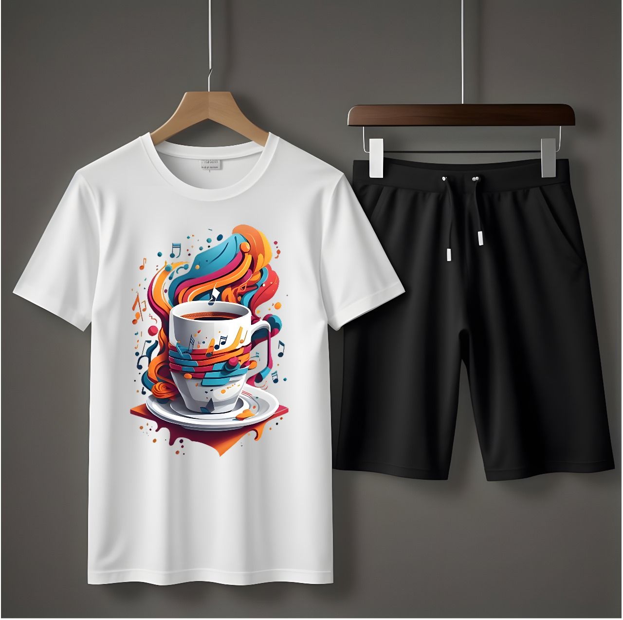Music Tea Printed T-shirt And Shorts Summer Track Suit For Men - Oshi.pk - Buy & Sell Online