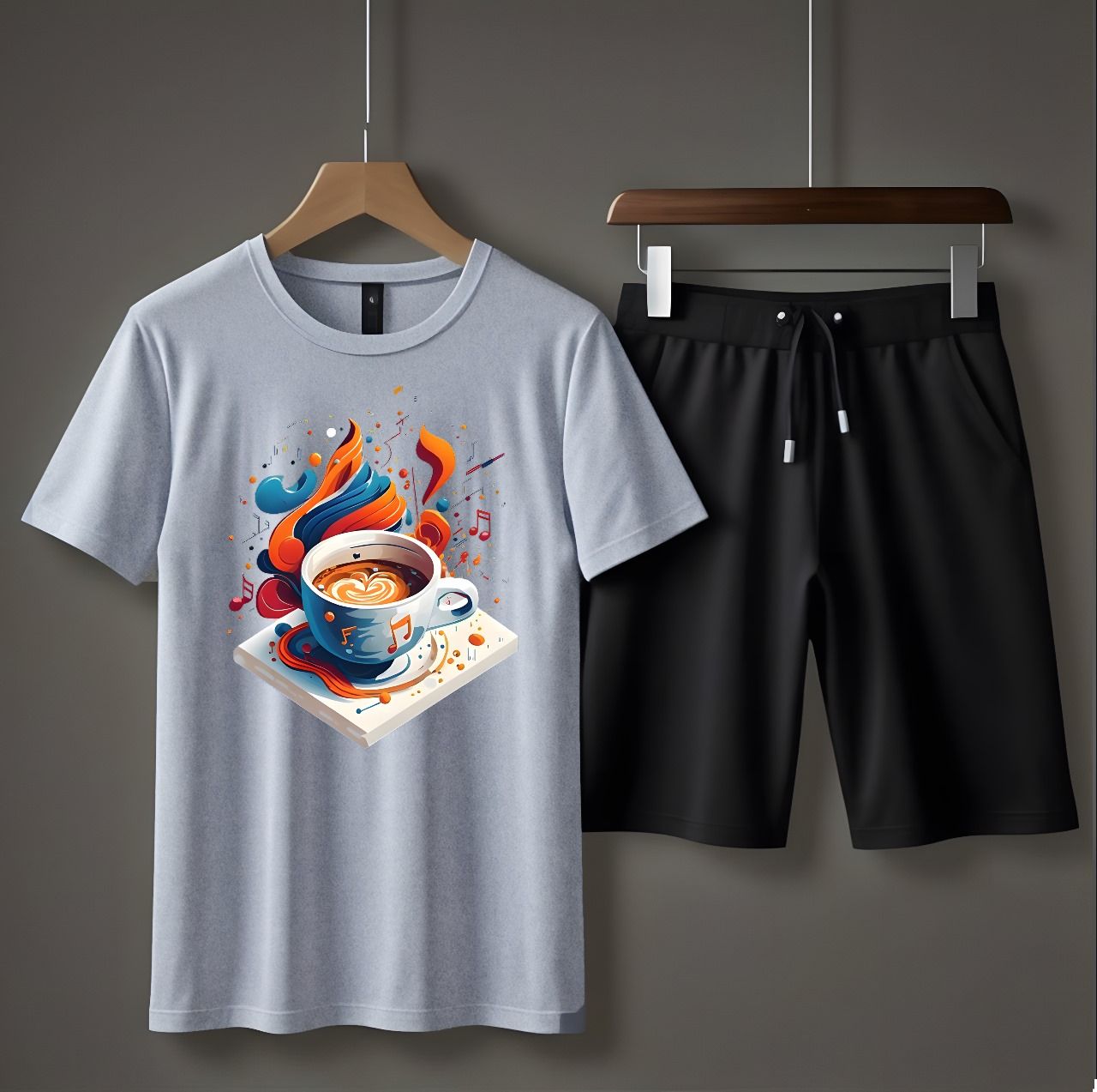 Music Tea Printed T-shirt And Shorts Summer Track Suit For Men - Oshi.pk - Buy & Sell Online