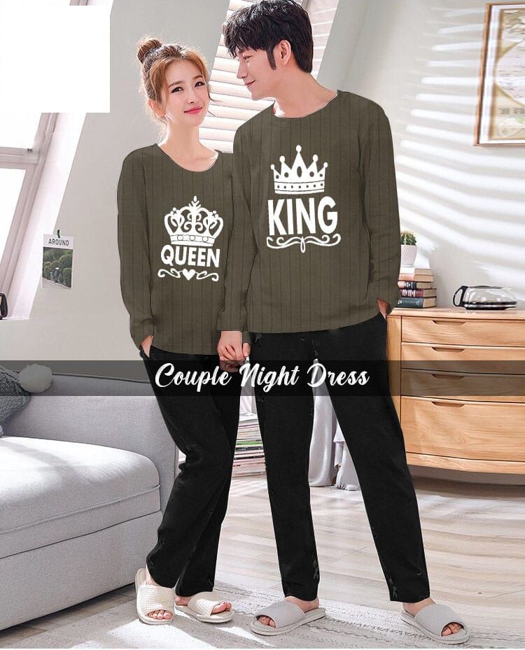 King Queen Full Sleeves Couple Night Dress - Oshi.pk - Buy & Sell Online