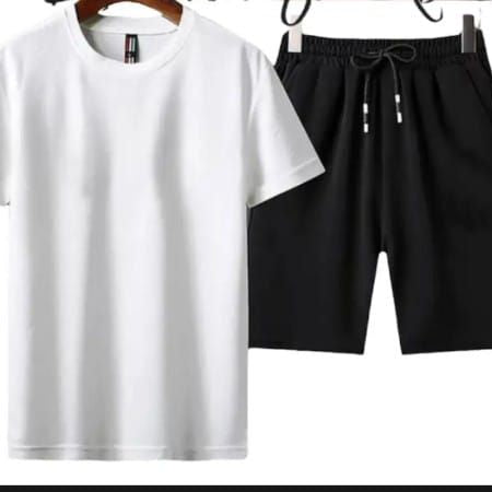 Summer Tracksuit Plain In White T shirt And Black shorts Soft & Comfy Fabric Summer Printed Tracksuit - Oshi.pk - Buy & Sell Online