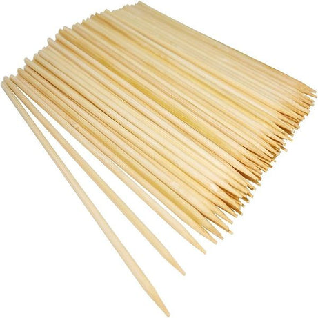 Natural Bamboo 6-Inch Pack of 100 Disposable Skewers for BBQ