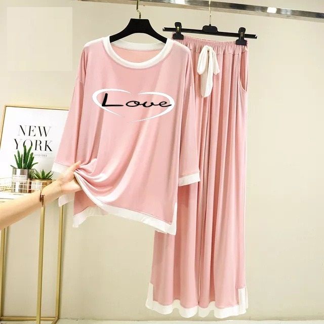 Butterfly Purple with White Round Neck with Palazzo Pajama Full Sleeves night suit for her - Oshi.pk - Buy & Sell Online