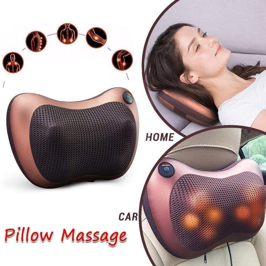 Neck Cushion Full Body Massager with Heat for pain relief Massage Machine for Neck Back Shoulder Pillow Massager - Swiss Relaxation therapy (Brown) - Oshi.pk - Buy & Sell Online