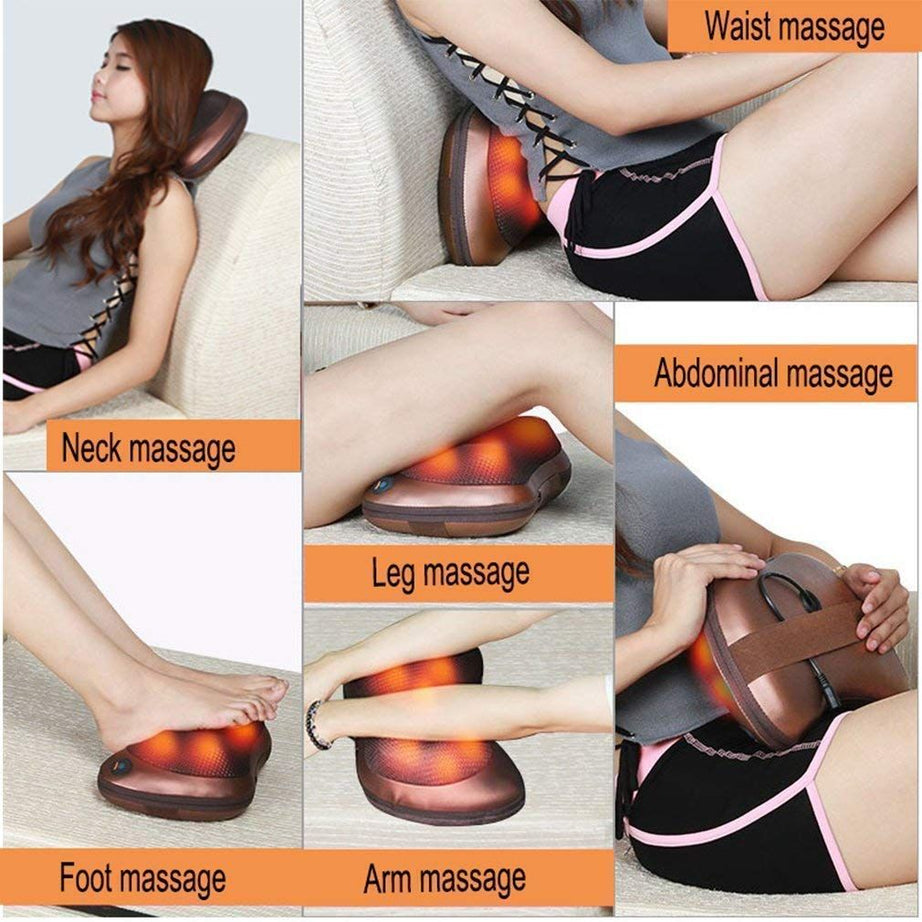 Neck Cushion Full Body Massager with Heat for pain relief Massage Machine for Neck Back Shoulder Pillow Massager - Swiss Relaxation therapy (Brown) - Oshi.pk - Buy & Sell Online