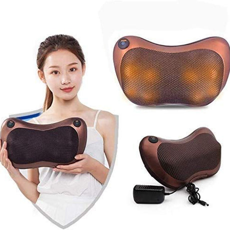 Neck Cushion Full Body Massager with Heat for pain relief Massage Machine for Neck Back Shoulder Pillow Massager - Swiss Relaxation therapy (Brown) - Oshi.pk - Buy & Sell Online