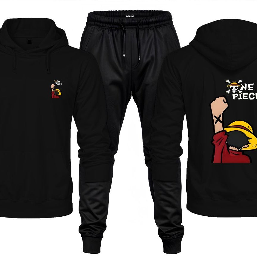 New Front Back One Piece Pirates Printed Black Hoodie and Black Trouser Tracksuit Winter Collection trendy fashion Gym Sports Outdoors Wear - Oshi.pk - Buy & Sell Online