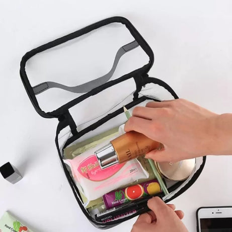 New Cosmetic Portable Makeup Pouch Waterproof Travel Hanging Organizer Bag Transparent PVC Bathroom Cosmetic Bag Women Travel Zipper Makeup Organizer - Oshi.pk - Buy & Sell Online