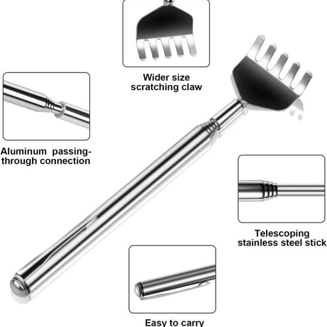 New Expandable Back Fork Scratch Practical Telescopic Pocket Scratching Massage Kit Stainless Steel Scratcher Handy Pen Clip Back Scratcher Relax Back - Oshi.pk - Buy & Sell Online