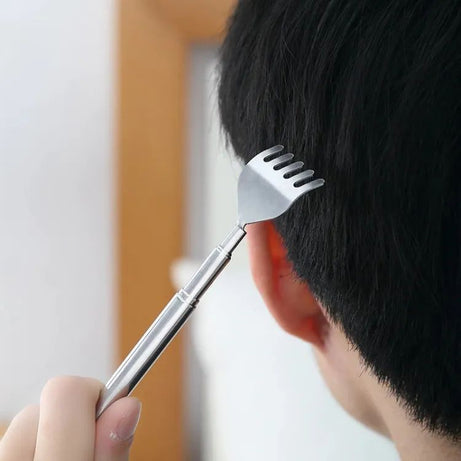 New Expandable Back Fork Scratch Practical Telescopic Pocket Scratching Massage Kit Stainless Steel Scratcher Handy Pen Clip Back Scratcher Relax Back - Oshi.pk - Buy & Sell Online