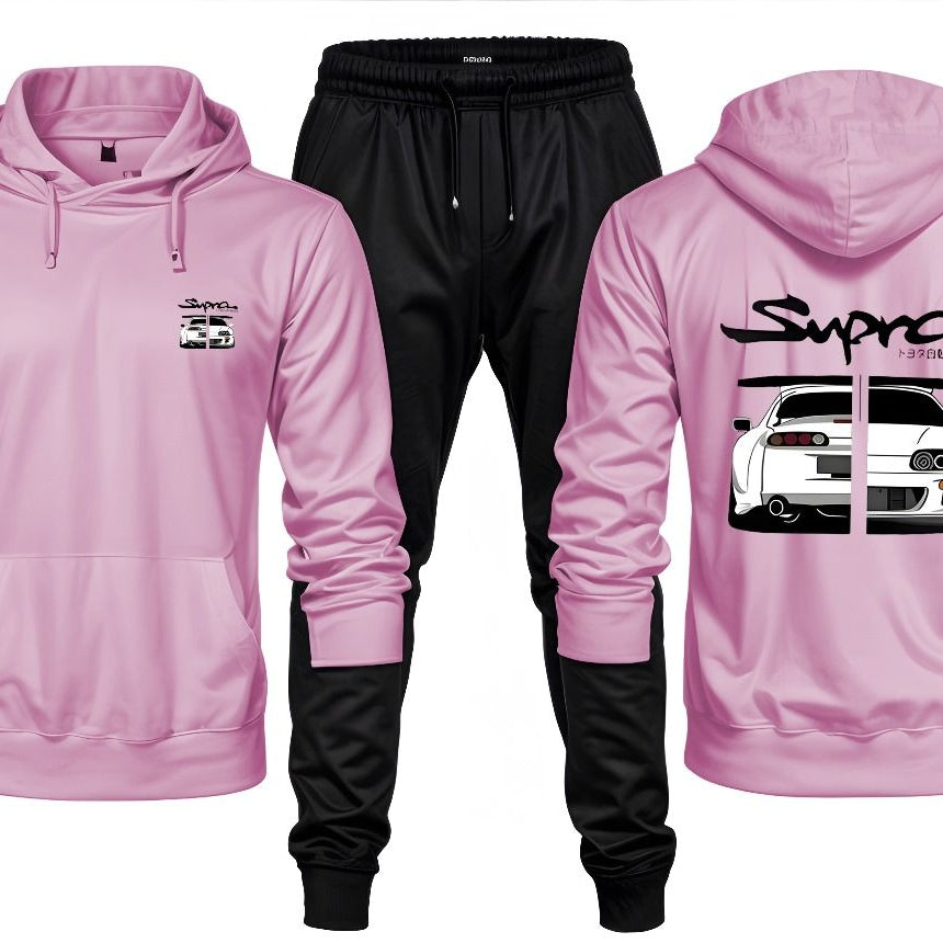 New Front Back SUPRA Printed Pink Hoodie and Black Trouser Tracksuit Winter Collection trendy fashion Gym Sports Outdoors Wear - Oshi.pk - Buy & Sell Online