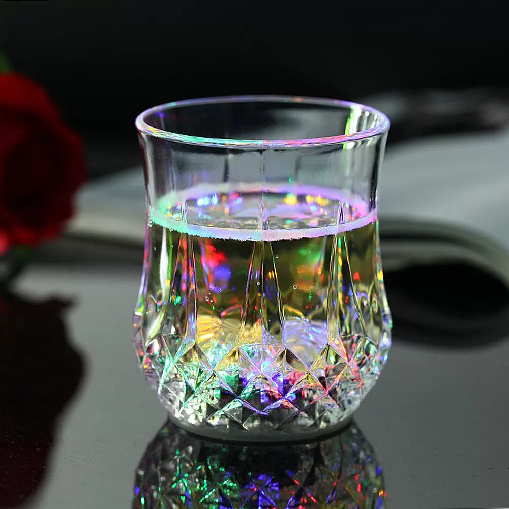 New Led Glowing Mug Glass Water Liquid Inductive Rainbow Color Changing Flashing Light Cup