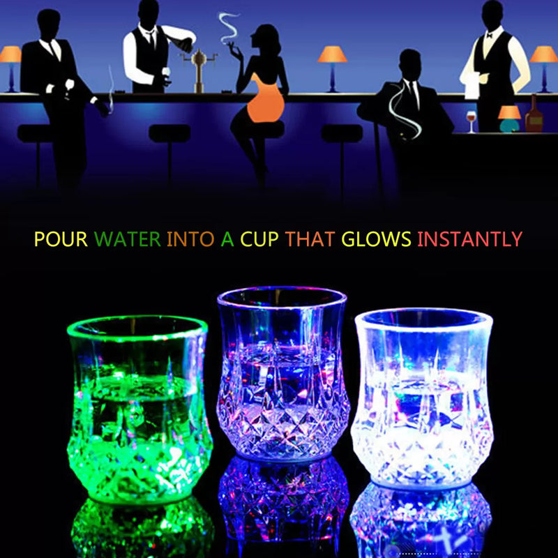 New Led Glowing Mug Glass Water Liquid Inductive Rainbow Color Changing Flashing Light Cup