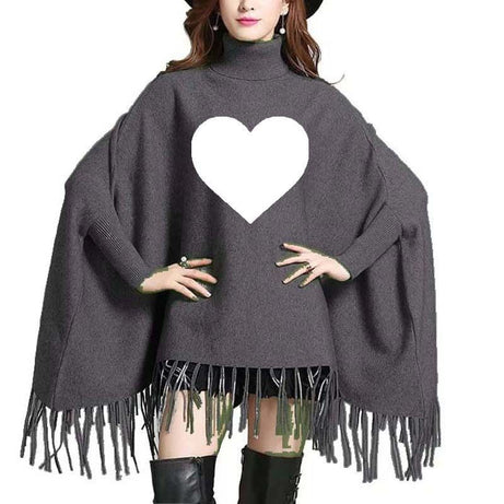 New Heart Women's Bat-Wing Style Printed Fleece Poncho - Oshi.pk - Buy & Sell Online