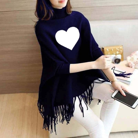 New Heart Women's Bat-Wing Style Printed Fleece Poncho - Oshi.pk - Buy & Sell Online