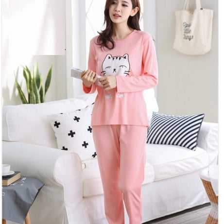 Pink Katty Printed Night Dress Tshirt and Trouser For Her