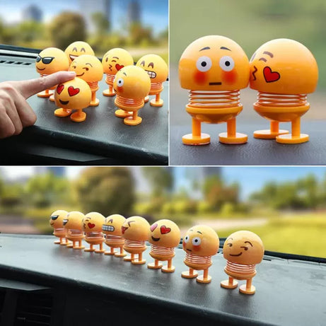 New Stress Release Emoji shaker spring bouncing doll car smiley doll cute emoticons big head dolls funny smiley face springs dance toys - Oshi.pk - Buy & Sell Online