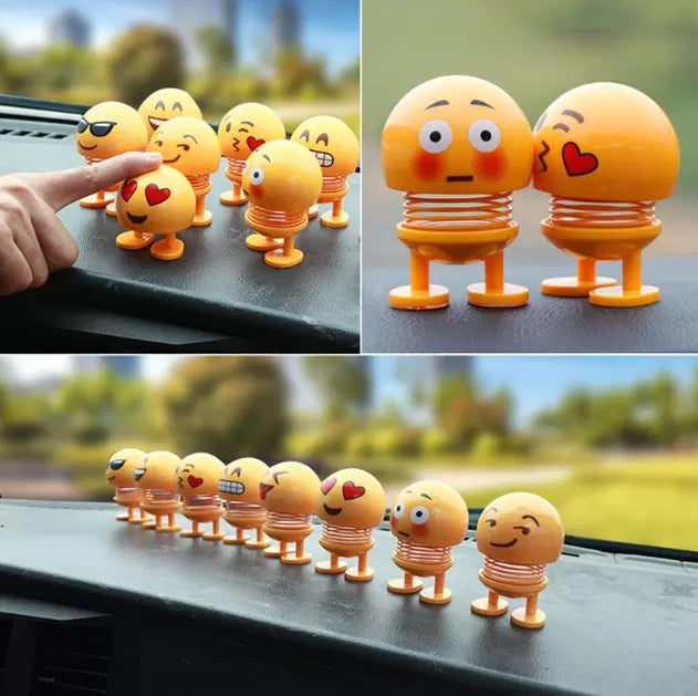 New Stress Release Emoji shaker spring bouncing doll car smiley doll cute emoticons big head dolls funny smiley face springs dance toys - Oshi.pk - Buy & Sell Online