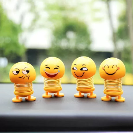 New Stress Release Emoji shaker spring bouncing doll car smiley doll cute emoticons big head dolls funny smiley face springs dance toys - Oshi.pk - Buy & Sell Online