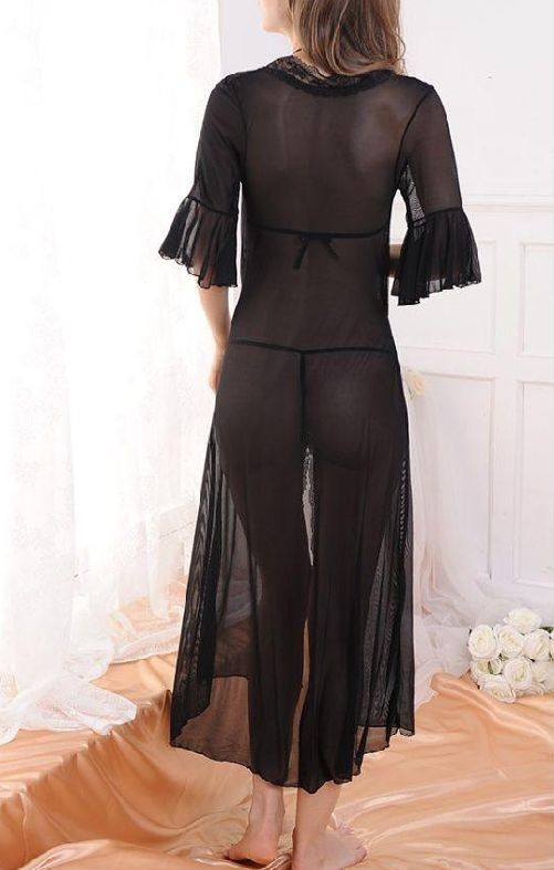 Black Rose Floral Bra Set with Robe - Oshi.pk - Buy & Sell Online