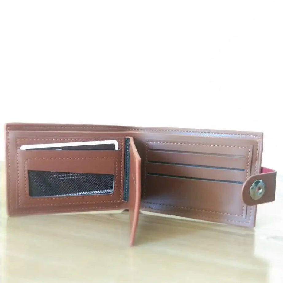 Dunbollu Men's Retro Trifold PU Leather Wallet: Stylish Card Holder Design - Oshi.pk - Buy & Sell Online