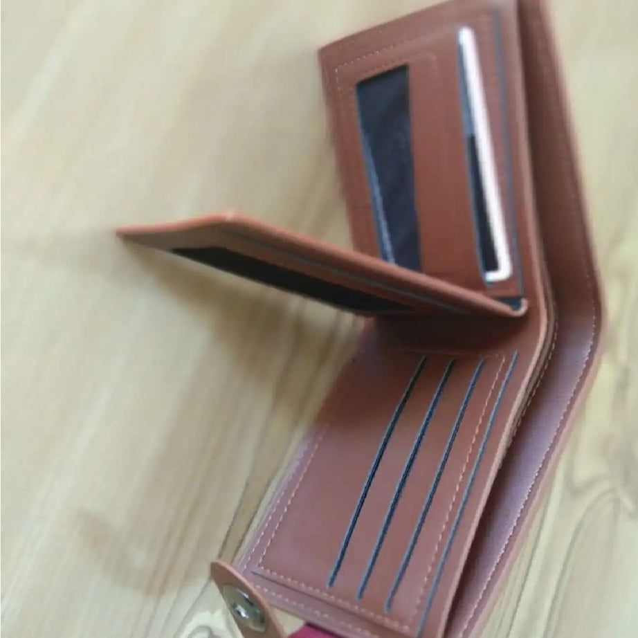 Dunbollu Men's Retro Trifold PU Leather Wallet: Stylish Card Holder Design - Oshi.pk - Buy & Sell Online