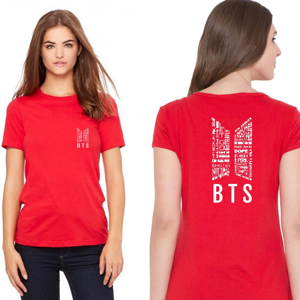 New Stylish Trendy Slim Fit Bts Printed Round Neck red T-Shirts For BTS fans Lovers - Oshi.pk - Buy & Sell Online