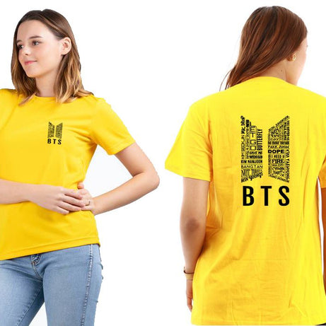 New Stylish Trendy Slim Fit Bts Printed Round Neck Yellow T-Shirts For BTS fans Lovers - Oshi.pk - Buy & Sell Online