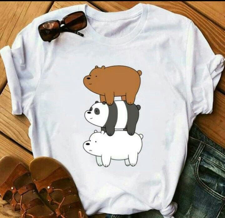 New T Shirt Design Trendy 3 Cute Bears Printed O Neck Half Sleeves T Shirt - Oshi.pk - Buy & Sell Online