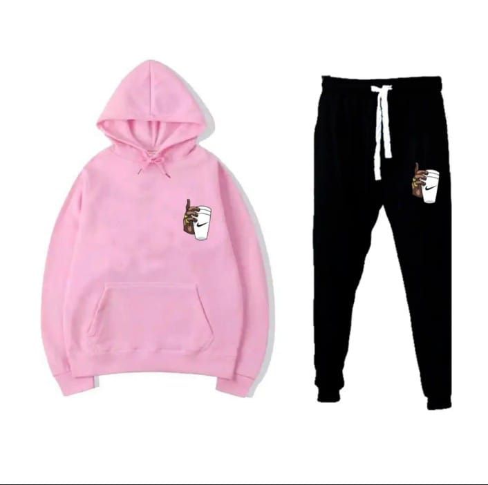 New Trendy Print Winter Tracksuit With Warm Fleece Pink Hoodie and Trouser For Women - Oshi.pk - Buy & Sell Online