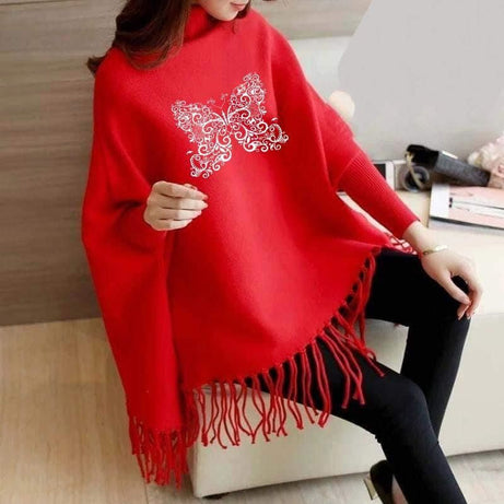 New Women's Bat-Wing Style Printed Fleece Poncho - Oshi.pk - Buy & Sell Online