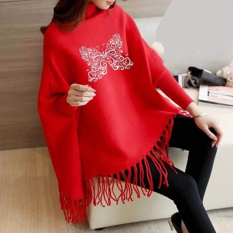 New Women's Bat-Wing Style Printed Fleece Poncho - Oshi.pk - Buy & Sell Online