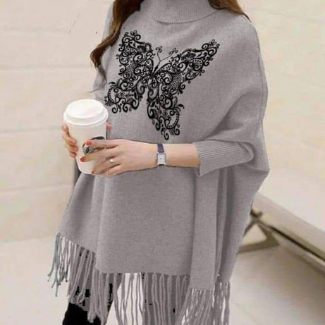 New Women's Bat-Wing Style Printed Fleece Poncho - Oshi.pk - Buy & Sell Online