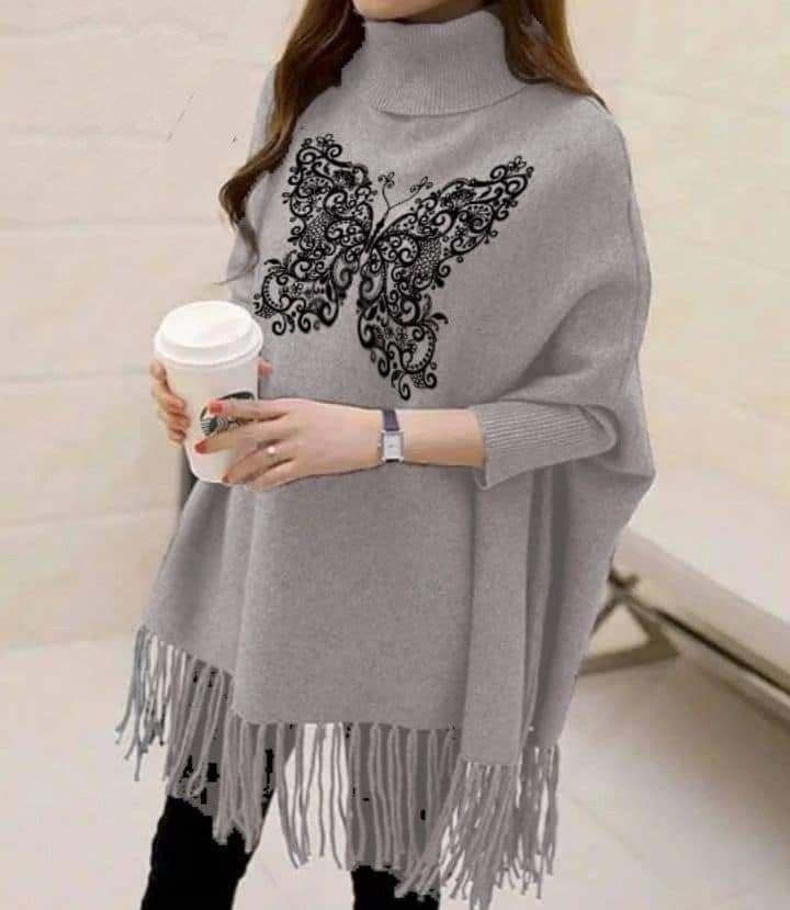 New Women's Bat-Wing Style Printed Fleece Poncho - Oshi.pk - Buy & Sell Online