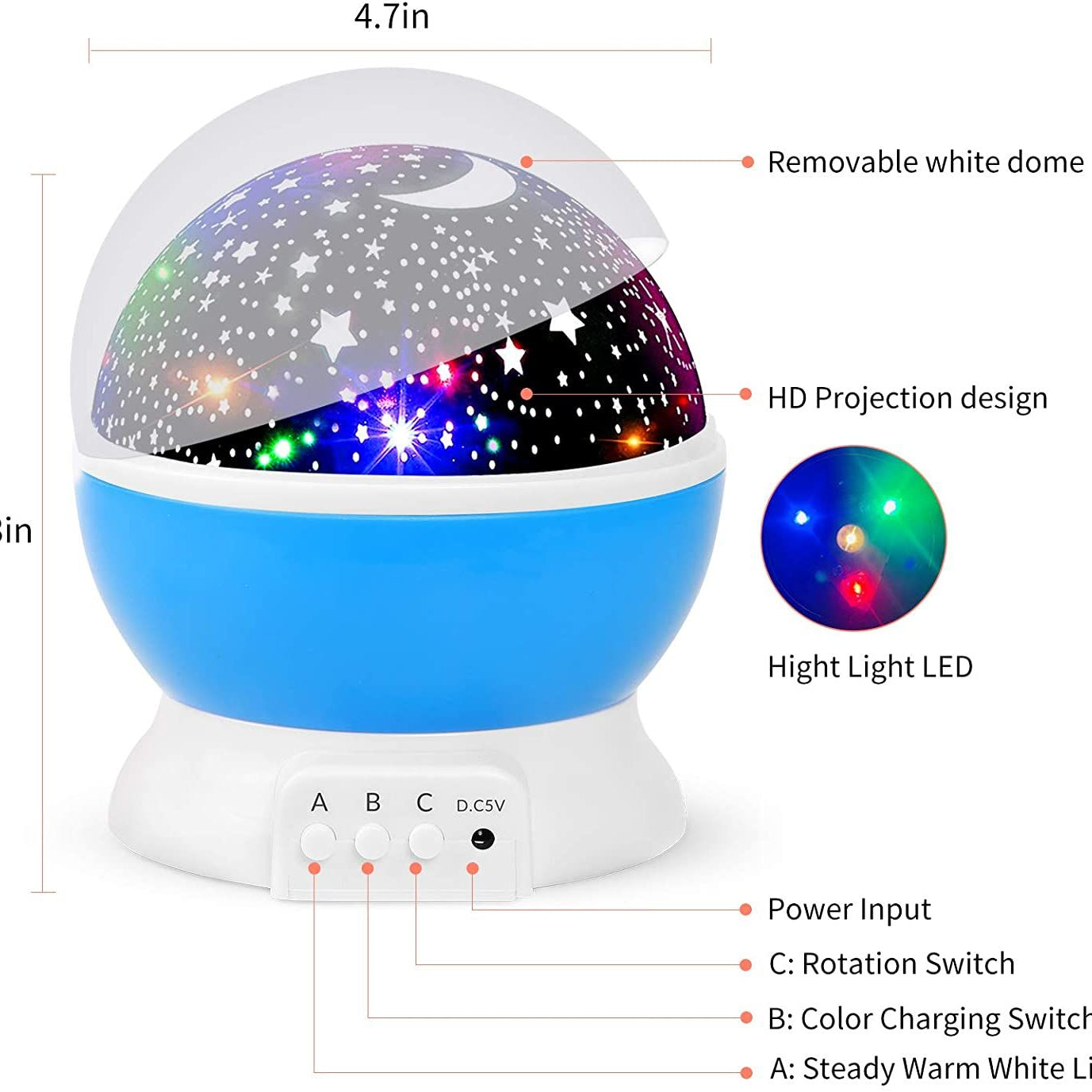 Night Light Star Lamp Starry Sky Projector Baby Light 360° Rotation LED Star Light Lamp Table Night Lamp Gift for Babies and Children - Oshi.pk - Buy & Sell Online