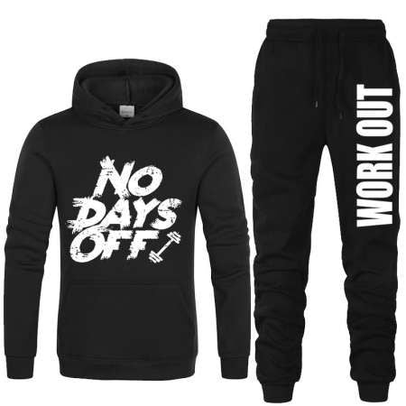 No Day Off Printed Winter Tracksuit With Warm Fleece Black Hoodie and Trouser For Men - Oshi.pk - Buy & Sell Online