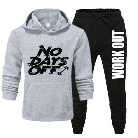 No Day Off Printed Winter Tracksuit With Warm Fleece Grey Hoodie and Trouser For Men - Oshi.pk - Buy & Sell Online