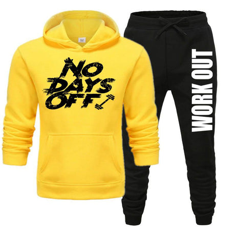 No Day Off Printed Winter Tracksuit With Warm Fleece Yellow Hoodie and Trouser For Men - Oshi.pk - Buy & Sell Online