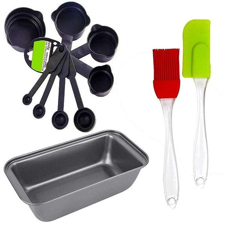 Non Stick Bread Loaf Baking Tray ,10Pcs Measuring Cups and Spoons and Spectula Silicone Brush Set