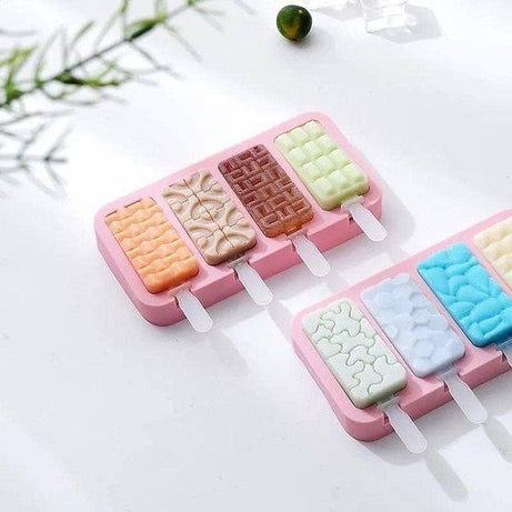 Non-stick Ice Cream Mold with 4 Grids Multi Pattern Pop-sicle Tray Mould - Oshi.pk - Buy & Sell Online