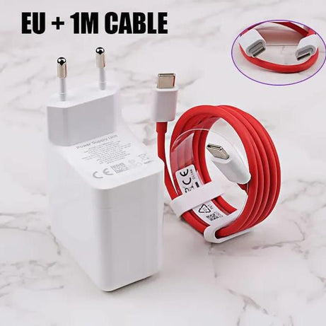 Oneplus Charger 65 Original Fast Warp charger 65W EU Adapter Type C to type c cable For OnePlus 9 Pro 9R 8T 8 Pro 7T Pro Nord 10 - Oshi.pk - Buy & Sell Online