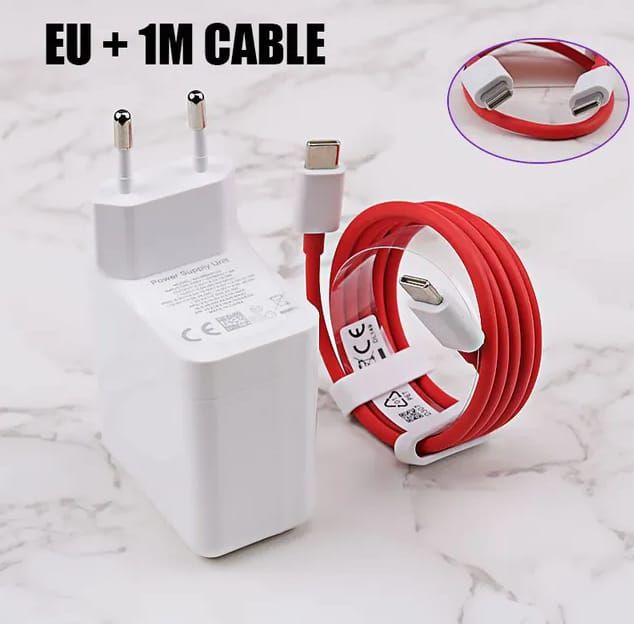 Oneplus Charger 65 Original Fast Warp charger 65W EU Adapter Type C to type c cable For OnePlus 9 Pro 9R 8T 8 Pro 7T Pro Nord 10 - Oshi.pk - Buy & Sell Online