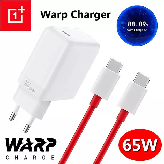 Oneplus Charger 65 Original Fast Warp charger 65W EU Adapter Type C to type c cable For OnePlus 9 Pro 9R 8T 8 Pro 7T Pro Nord 10 - Oshi.pk - Buy & Sell Online