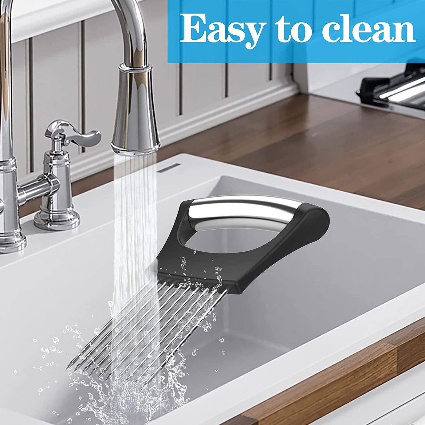 Onion Slicer Holder Stainless Steel, Vegetable Holder for Slicing Easy Onion Cutter Holder Vegetable Slicer Cutting Tools Meat Potato Tomato Slicer - Oshi.pk - Buy & Sell Online